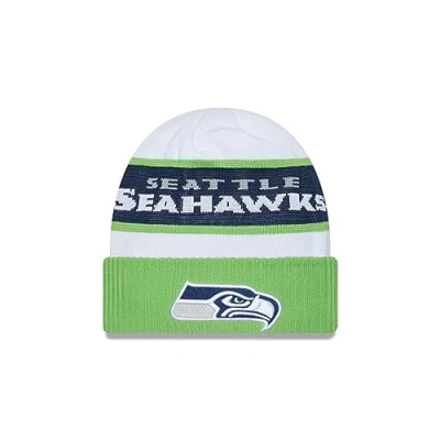 Image of New Era Seattle Seahawks NFL 2023 Sideline Tech Knit OTC White Beanie