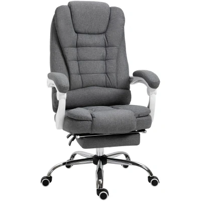 Image of Vinsetto Office Chair Computer Swivel Task Recliner for Home W/Footrest, Arm, Grey