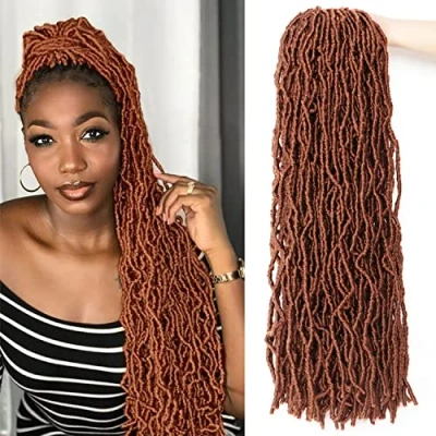 Image of Crochet Faux Locs Hair Extensions for Black Women Butterfly Soft Braids Goddess (24Inch(Pack of 7), 30)