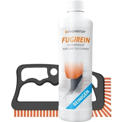 Image of FUGINATOR® Grout Brush Grey/Orange with Cleaner 250 ml Cleaning Set for in Bathroom, Kitchen and Household