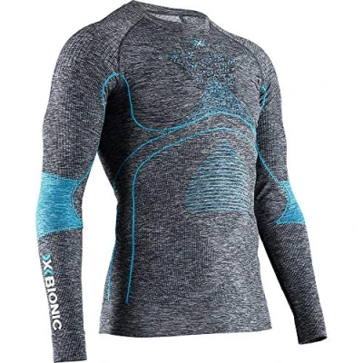 Image of X BIONIC Energy Accumulator 4.0 Melange Shirt Round Neck Long Sleeves Men Baselayer Functional Sport T Dark Grey Melange/Blue, M
