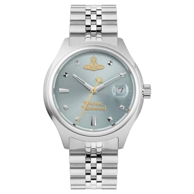 Image of Vivienne Westwood Silver Little Camberwell Blue Round Watch