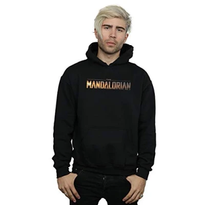 Image of Star Wars Men&#039;s The Mandalorian Series Logo Hoodie Black Large