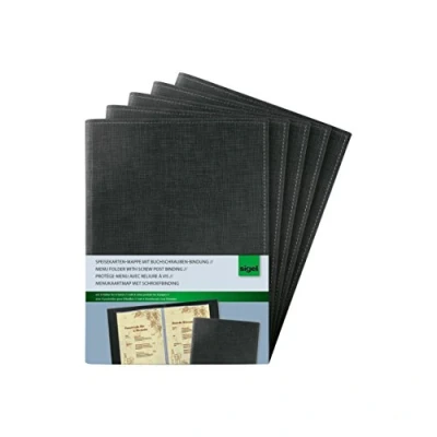 Image of SIGEL SM135 Menu Cover with screw post binding, for A5, plastic, Black (pack of 5)