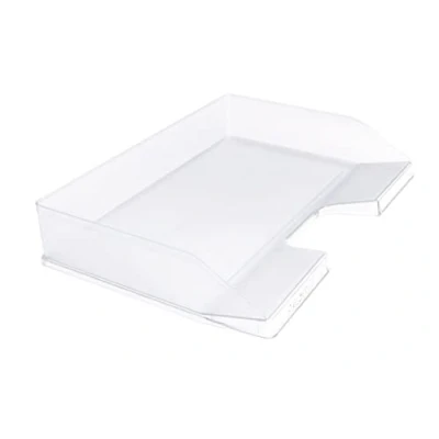 Image of Exacompta Ref 11723D Set of 8 COMBO Italian letter trays size 25.5x36.5x6.5cm for A4+ format documents crystal color capacity 500 sheets