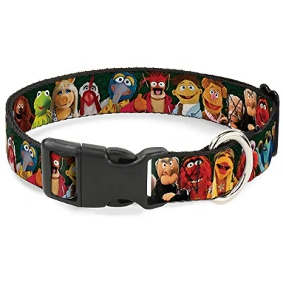 Image of Buckle Down Plastic Clip Collar Muppets 20 Character Group Pose Greens 1&quot; Wide Fits 15 26&quot; Neck Large