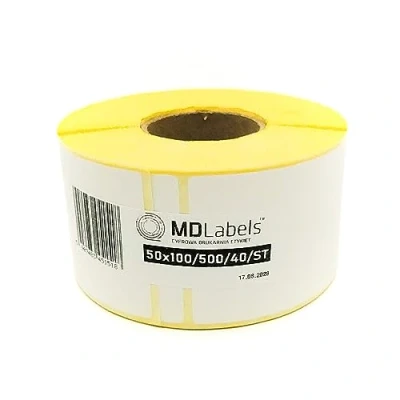 Image of MDlabels White Thermal Labels on a Roll 100 x 50 mm Pack of 500 Permanent Adhesive, for Barcode, Adhesive Labelling