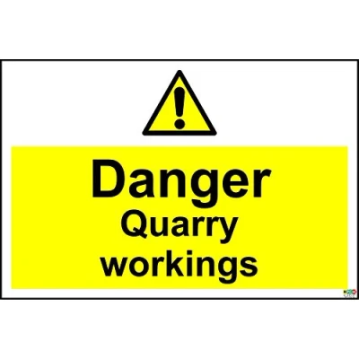Image of Danger Quarry workings Safety Sign 1.2mm Rigid Plastic 300mm x 200mm