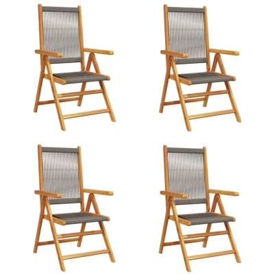 Image of vidaXL Reclining Garden Chairs 4 pcs Grey Solid Wood Acacia