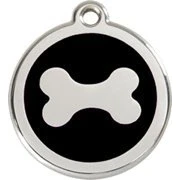 Image of Red Dingo Bone Enamel Dog Tag Black Medium