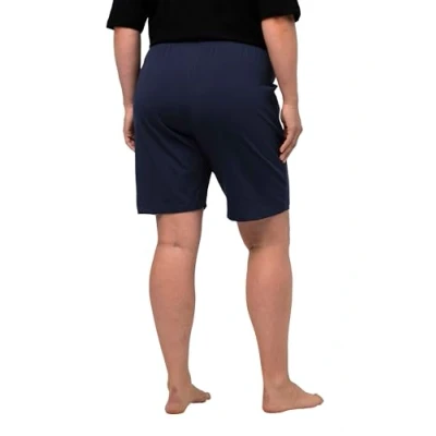 Image of Ulla Popken Women&#039;s Jersey Shorts, Pockets, Elastic Waistband Bermuda, darkblue, 24/26 UK