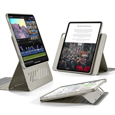 Image of ESR for iPad Air 11 Inch 2024 M2, 6th/Air 5th Generation 2022/Air 4th 2020, Removable Magnetic Cover, Adjustable Portrait/Landscape Stand with Raised Screen View, 9 Standing Angles,Titanium