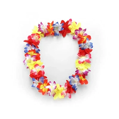 Image of Hawaii Rainbow Colourful Hawaiian Party Floral Flowers Necklace Hula Lei Garland 110cm