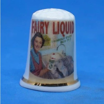 Image of Birchcroft Porcelain China Collectible Thimble Fairy Liquid Advertising Poster Dome Box