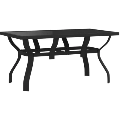 Image of vidaXL Garden Table Black 140x70x70 cm Steel and Glass