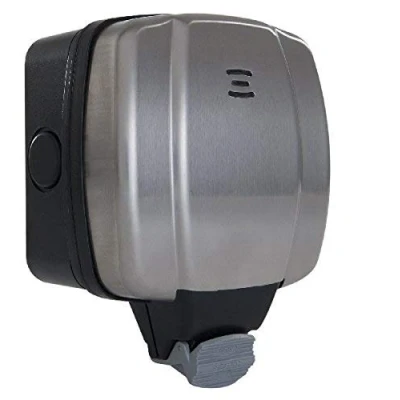 Image of BG Electrical WPL21 Single Outdoor Weatherproof Switched Socket, IP66 Rated, 13 Amp, Stainless Steel Grey
