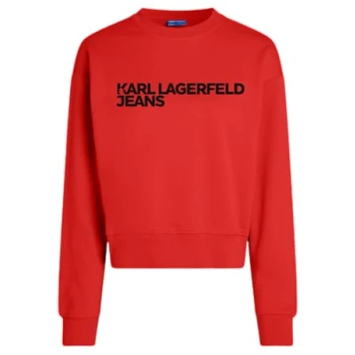 Image of KARL LAGERFELD JEANS, WOMENS, REGULAR ESSENTIAL LOGO SWEAT, POMPEIAN RED, MEDIUM