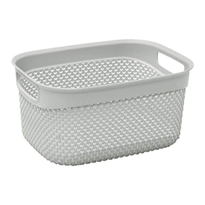 Image of JVL Droplette Design Plastic Storage Basket, 6.6L, 15 x 29 22 cm Approx, Grey, One Size