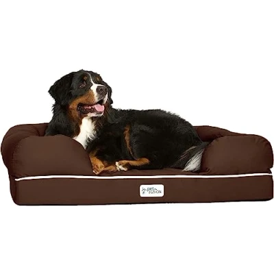 Image of PetFusion Dog Bed Large Sofa Washable Memory Foam Pet Ultimate For Dogs Removable Cover Comfortable Soft with Bolster Chocolate Brown x (112 86 25cm)