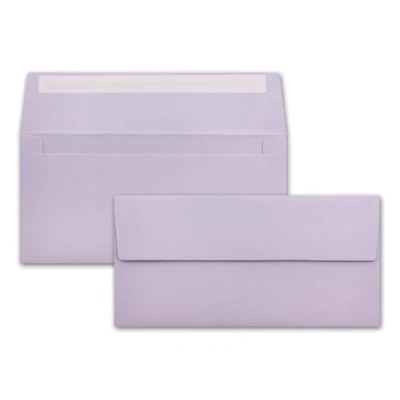 Image of 50 envelopes DIN long purple 110 g m² 11 x 22 cm very dimensionally stable self adhesive quality brand: