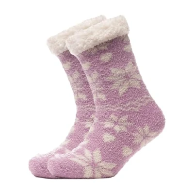Image of A2Z Ladies Socks Fairisle Slipper Stylish Durable Soft Feel Comfortable LS1258 Lilac 4 8