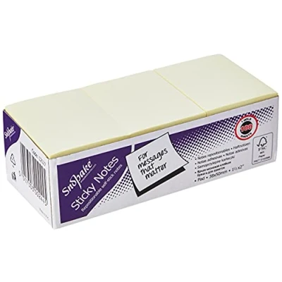 Image of Snopake 50 x 38 mm Yellow Sticky Notes [Pack of 12, 100 Sheets per Pad ] 12127