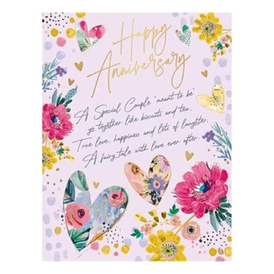 Image of Anniversary Card Special Couple Floral Love Hearts Design Finishes Made in the UK Eco Friendly
