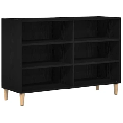 Image of vidaXL Black Oak Wood Sideboard Solid Console 120x40cm Rectangular Cabinet for Living/Dining Room Modern Storage Solution