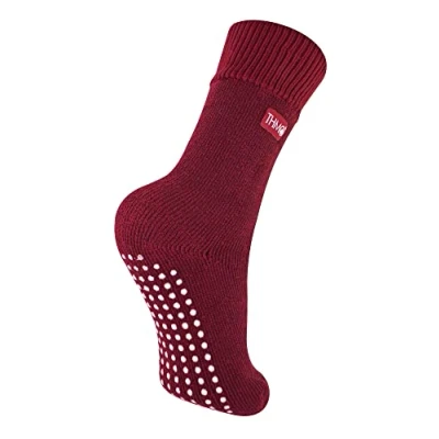 Image of THMO Kids Indoor Slipper Socks with Grippers Thick &amp; Warm Comfort Loose Top Non Slip Thermal (4 5, Fuchsia)