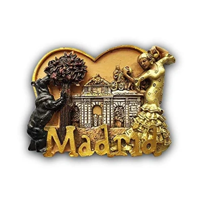 Image of 3D Madrid Spain Refrigerator Fridge Magnet Tourist Souvenirs Handmade Resin Craft Magnetic Stickers Home Kitchen Decoration Travel Gift