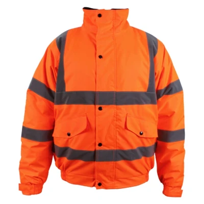Image of Blackrock Orange Hi Vis Waterproof Bomber Jacket Men&#039;s and Women&#039;s, Reflective High Jackets, Viz Visibility Warm Safety Security Work Wear, Taped Seams &amp; Fleece Lined Collar Size 2XL