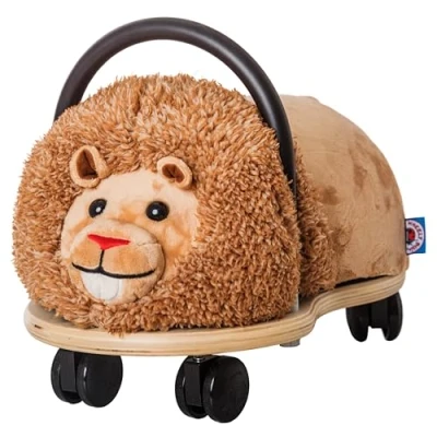 Image of Wheelybug Toddler Wooden Ride On Animal with Interchangeable Plush Cover, Safety Certified Developmental Toy, Small (1 3 Years), Lion