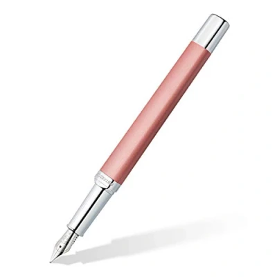 Image of STAEDTLER Triplus 474 F Fountain Pen Radiant Rose, Premium Quality Metal Casing in Ergonomic Triangular Shape, Steel Nib F, with Blue Ink Cartridge F20 3