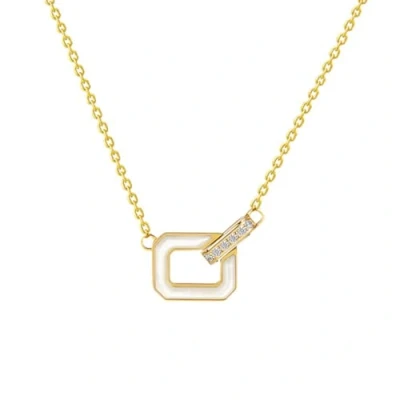 Image of KONFEN Women&#039;s Necklace, Chain Necklaces Double Ring with Acrylic and Cubic Zirconia for Ladies, Adjustable Length Birthday Gifts Women Girls, Gold