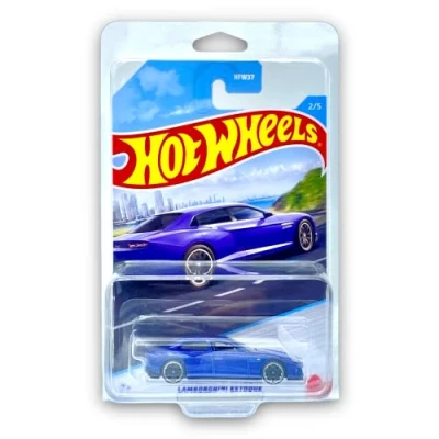 Image of Hot Wheels Lamborghini Estoque (Blue) 2/5 Luxury Sedans 2022 (Long Card) COMES IN A KLAS CAR KEEPER PROTECTIVE COLLECTORS CASE HDH13