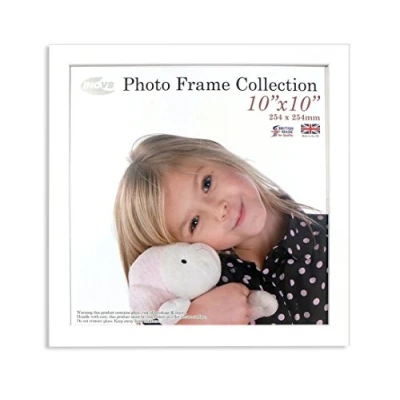 Image of Inov8 British Made Real Wood Picture/Photo Frame 10x10&quot; Inch(25x25cm) Auckland 20mm Pine White