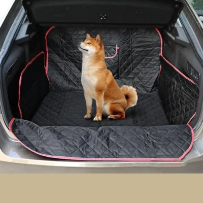 Image of Greenfields Universal Car Boot Liner for Pets and Dogs Non Slip, Scratchproof Dirt Resistant Dog Back Seat Cover Side Bumper Protector Mat with Adjustable Straps Cars, SUVs, Sedans