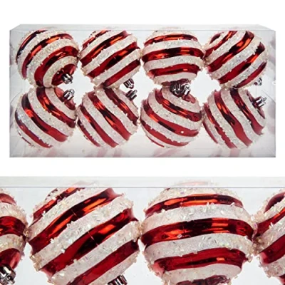 Image of VFM Baubles Red &amp; White 8cm Stripe Candy Cane (8 Pack) Christmas Tree Decorations