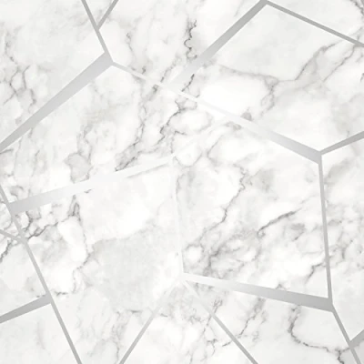Image of Fractal Geometric Marble Wallpaper Silver Fine Decor FD42263