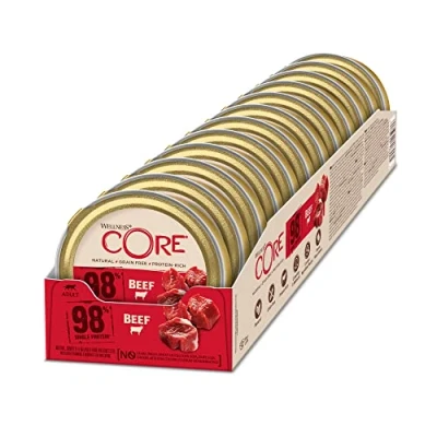Image of Wellness CORE 98% Beef, Wet Cat Food, Pate, Grain Free, Protein Rich, 12 x 85g