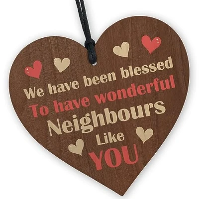 Image of Red Ocean Neighbour Thank You Gifts Christmas Friendship Gift For Wooden Hanging Heart Plaque Best Present