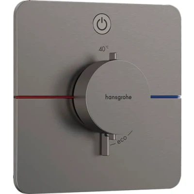 Image of hansgrohe ShowerSelect Comfort Q thermostat conceiled, bathroom tap with safety stop at 40 C, for showers and bath tubs, shower mixer 1 function, brushed black chrome, 15581340