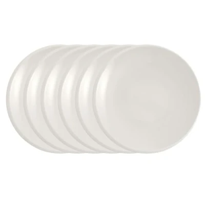 Image of Villeroy &amp; Boch NewMoon Breakfast Plates, Pack of 6, 24 cm, Trendy Plate for Breakfast, Brunch, Cake or Dessert, Dishwasher, Microwave Safe, White