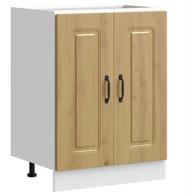 Image of vidaXL Kalmar Modern Sink Base Cabinet Oak Engineered Wood 60x46x81.5 cm for Kitchen Storage