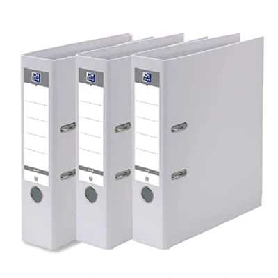 Image of Oxford Smart Pro+ A4XL Lever Arch Files 80 mm Spine 2 D Rings Polypropylene Cover White (Pack of 3)