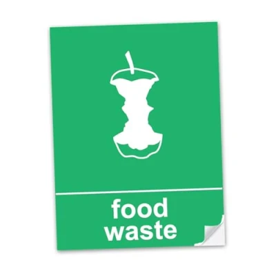 Image of SAFESIGN Food Waste Sign Self Adhesive PVC Stickers 150mm x 100mm Safety Health Waterproof Vinyl Conforms to EN ISO 7010:2012 Bin