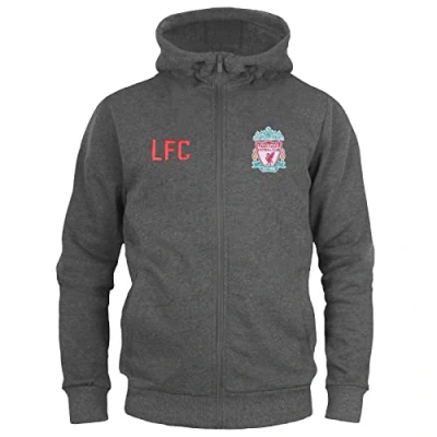 Image of Liverpool FC Official Football Gift Boys Fleece Zip Hoody Grey 4 5 Years