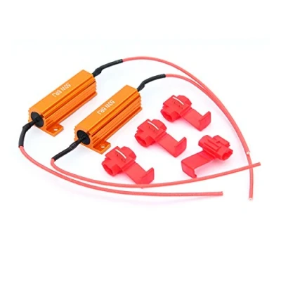 Image of Taikuwu 2pcs 50W 6 ohm LED Load Resistors Headlight Bulbs Error License Plate Lights Warning Canceller Turn Signal Hyper Flash Capacitor Decoder Wire with 4pcs Quick Clip