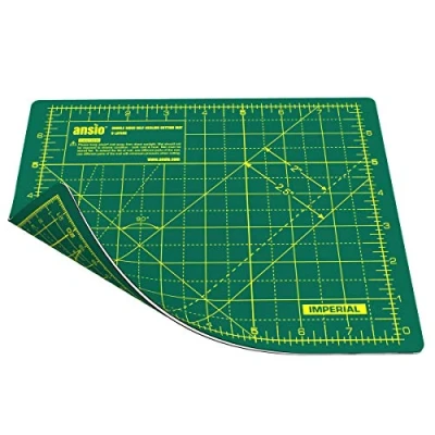 Image of ANSIO Craft Cutting Mat Self Healing A5 Double Sided 5 Layers Quilting, Sewing, Scrapbooking, Fabric &amp; Papercraft Imperial/Metric 8 inch x 7 / 22 cm 18cm Green/Green