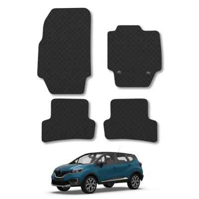 Image of 5mm Rubber Car Mats Compatible With Renault Captur (2013 2019) Tailored Fit Floor Set Accessory Custom Anti Slip Backing Heavy Duty Waterproof Easy Clean Durable All Weather Full Coverage